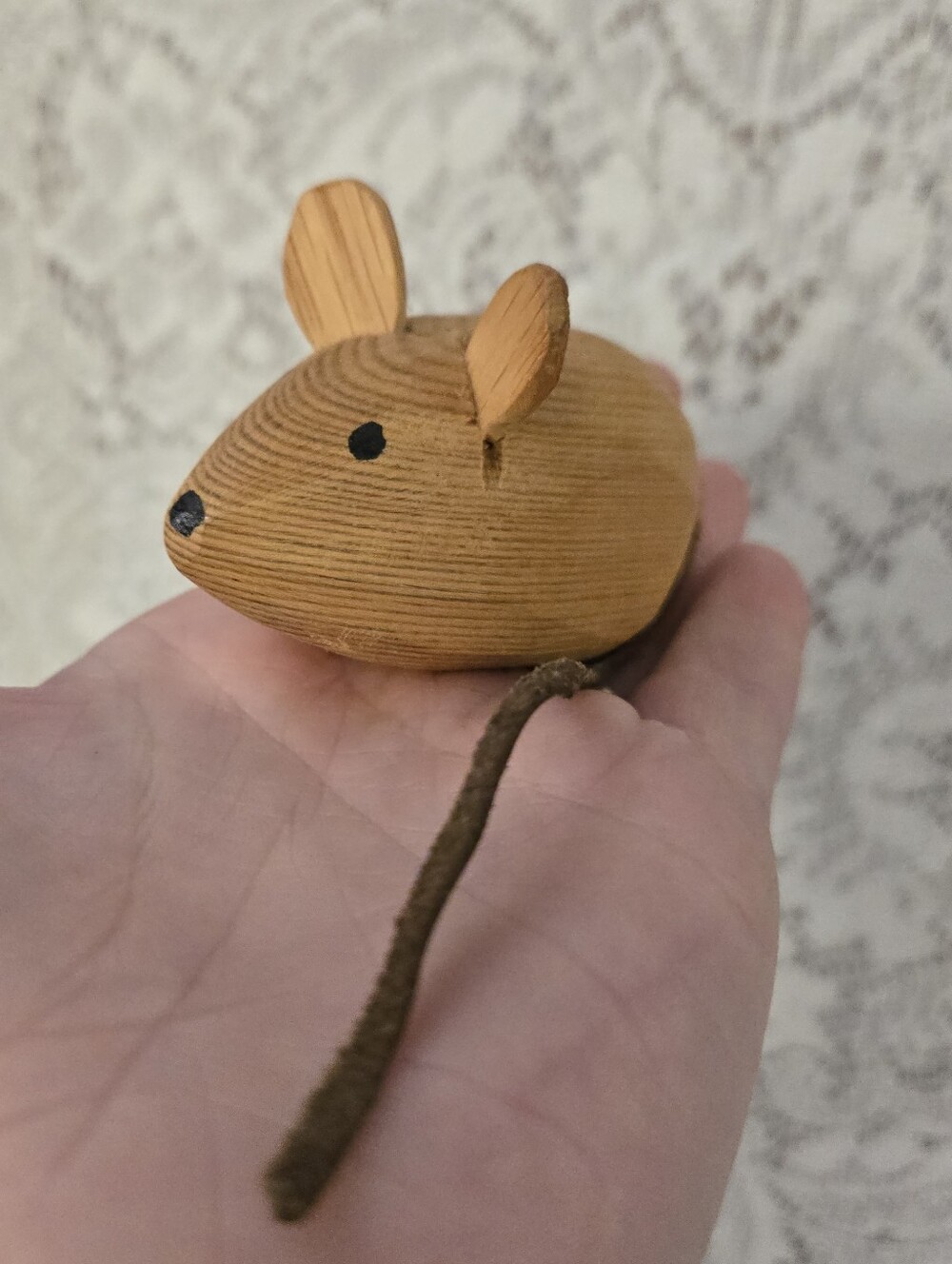 Vintage Handmade Wooden Mouse Figurine Decor